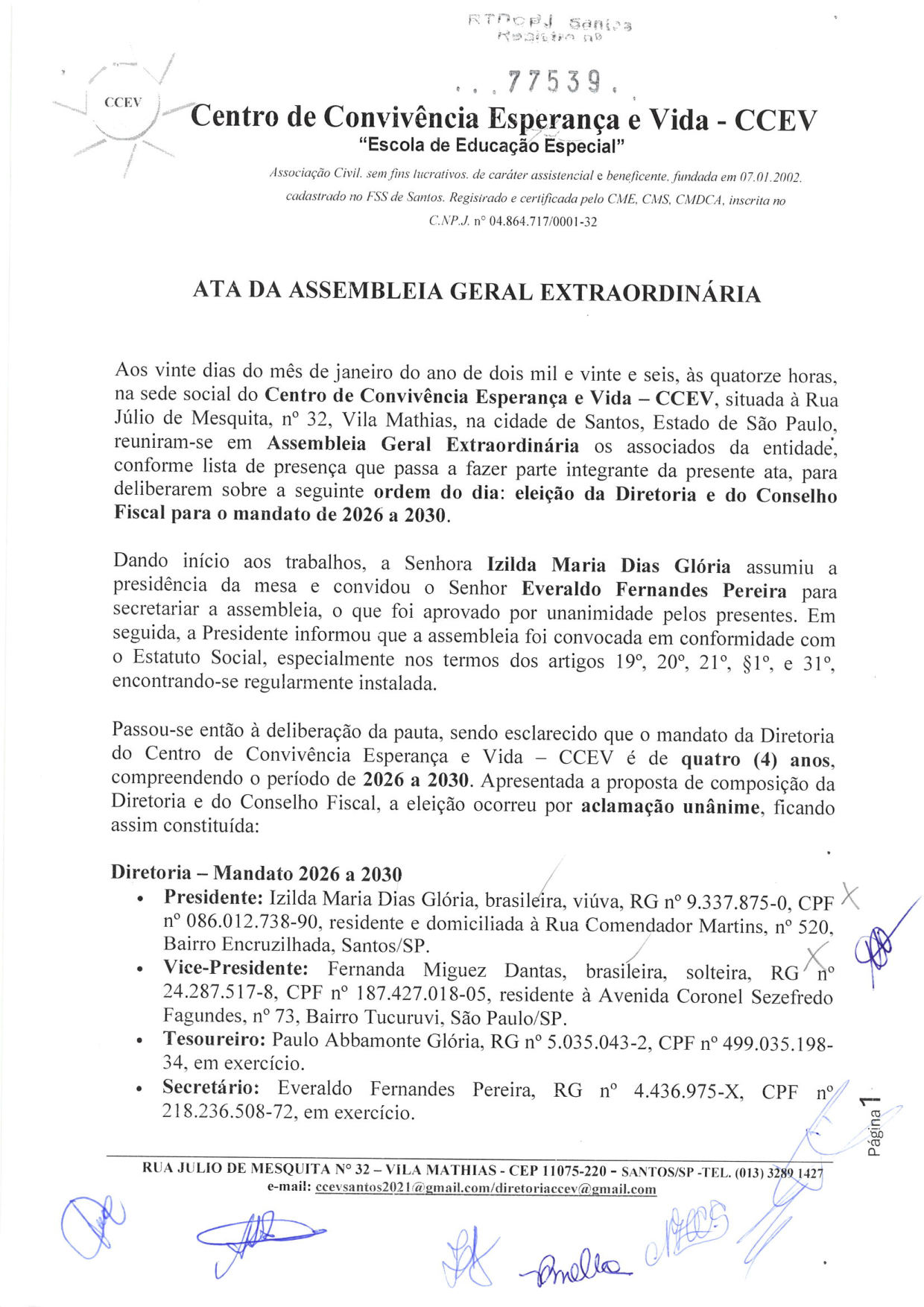 Ata de Assembleia 2026 – página 1 de 10