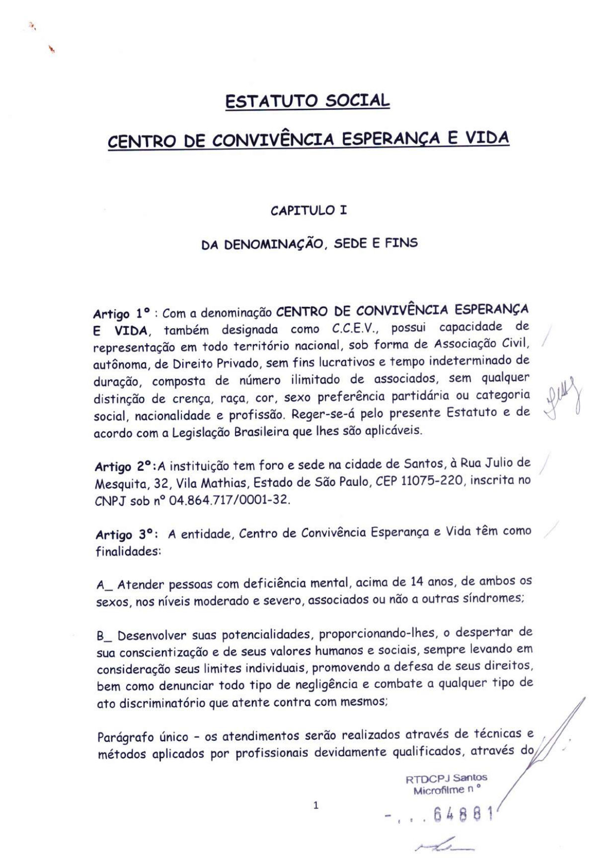 Estatuto Social CCEV – página 1 de 18